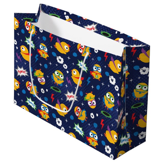 Grand Sac Cadeau Poulet de super héros (Devant Angle)