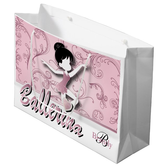 Grand Sac Cadeau Poupée de Ballerina| Tourmaline rose| Personnalise (Devant Angle)