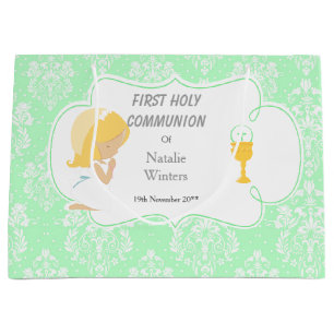 Grand Sac Cadeau Première Communion Blonde cheveux fille Merci
