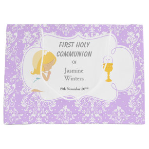 Grand Sac Cadeau Première Communion Blonde cheveux fille Merci