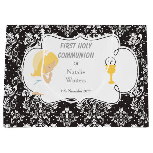 Grand Sac Cadeau Première Communion Blonde cheveux fille Merci