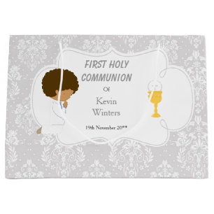 Grand Sac Cadeau Première communion Merci afro-américain