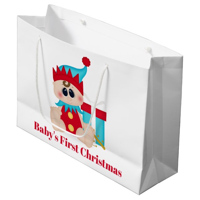 Grand Sac Cadeau Première fête de Noël du bébé mignon (Devant Angle)