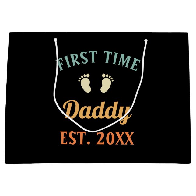 Grand Sac Cadeau Première Fête des pères de paternité papa (Devant)