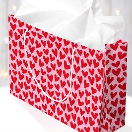 Grand Sac Cadeau Pretty Love Heart Pattern Pink Red Valentine