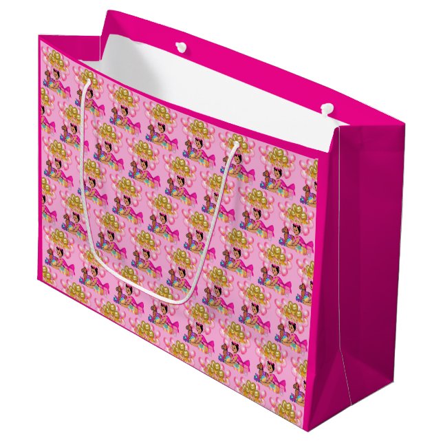Grand Sac Cadeau Princesse en rose (Devant Angle)