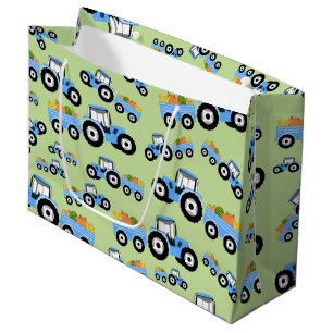 Grand Sac Cadeau Production de Camion Blue Tracteur