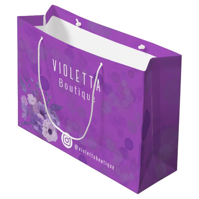 Grand Sac Cadeau Promotion professionnelle personnalisée Violet (Devant Angle)