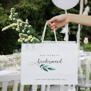 Grand Sac Cadeau Proposition d'aide à la calligraphie Feuille verte