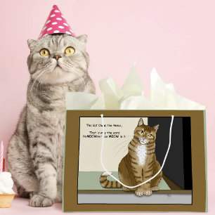 Grand Sac Cadeau Propriétaire Chat Orange Tabby Drôle de Chat