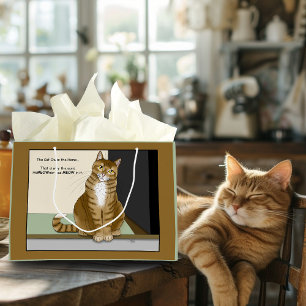 Grand Sac Cadeau Propriétaire Chat Orange Tabby Drôle de Chat