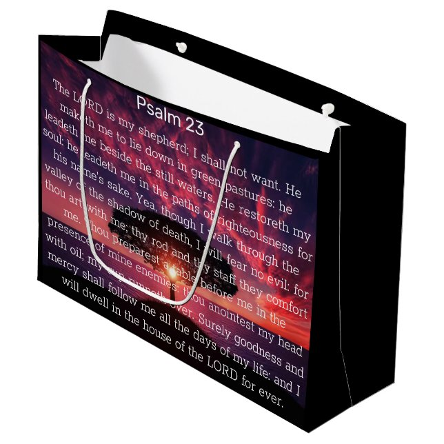 Grand Sac Cadeau Psaume 23 Bible Verse Arbre chrétien (Devant Angle)