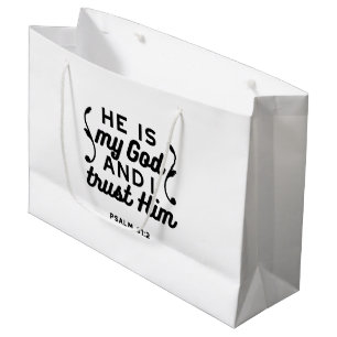 Grand Sac Cadeau Psaume 91:2 – Verset de la Bible chrétienne de con