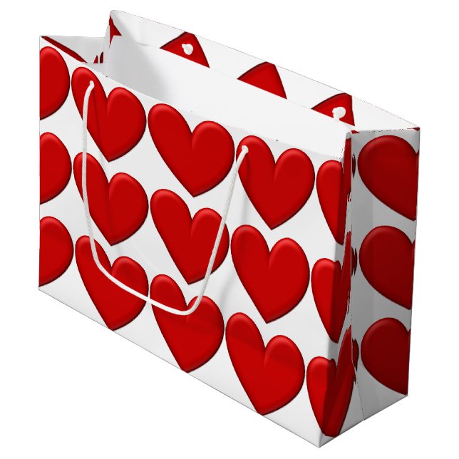 Grand Sac Cadeau Puffy Hearts (Devant Angle)