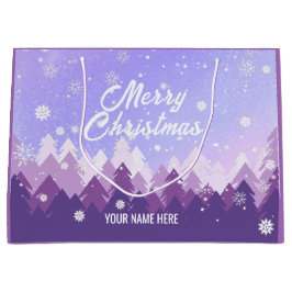 Grand Sac Cadeau Purple Blanche Neige Paisible Forêt Noël