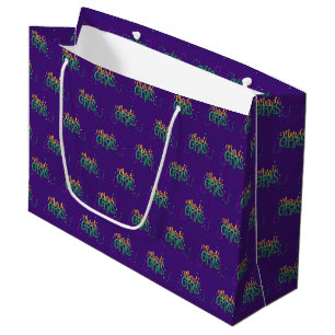 GRAND SAC CADEAU PURPLE OR VERT MARDI GRAS