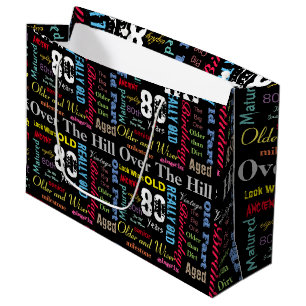 Grand Sac Cadeau quatre-vingtième Joyeux anniversaire dans un styl