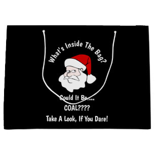 Grand Sac Cadeau Quelqu'un reçoit du charbon pour Noël Noir