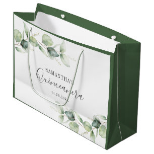 Grand Sac Cadeau Quinceanera Eucalyptus 15ème anniversaire
