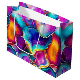 Grand Sac Cadeau Rainbow Agate | Vibrant Abstract Stone Pattern