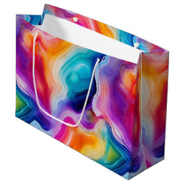 Grand Sac Cadeau Rainbow Agate | Vibrant Abstract Stone Pattern