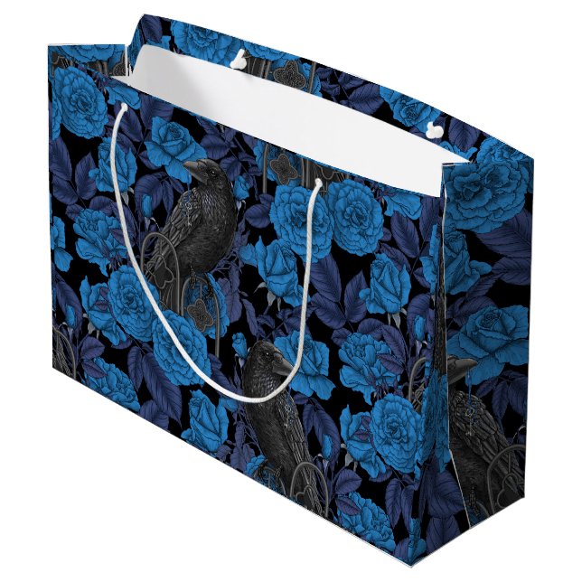 Grand Sac Cadeau Ravins et roses bleus (Dos Angle)