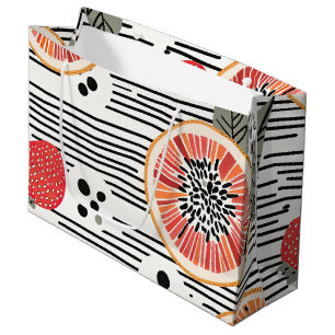 Grand Sac Cadeau Rayures de tranches de citrus gras (3)
