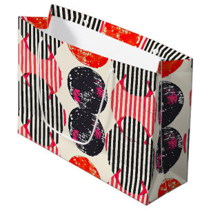 Grand Sac Cadeau Rayures de tranches de citrus gras (7)