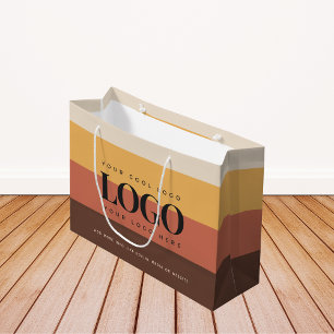 Grand Sac Cadeau Rayures Rétro Coloré Ajouter un logo d'entreprise 
