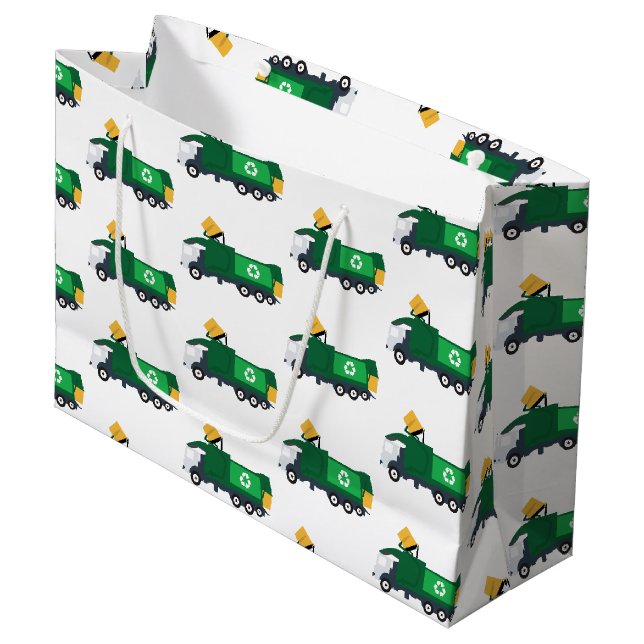Grand Sac Cadeau Recyclage Camion à ordures (Devant Angle)