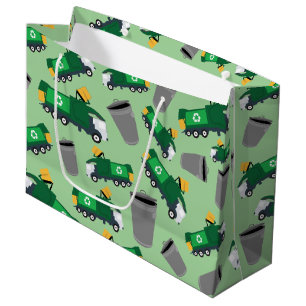 Grand Sac Cadeau Recyclage Motif de camions à ordures