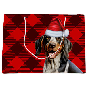 Grand Sac Cadeau Red Buffalo Plaid Bluetick Coonhound Chien vacance