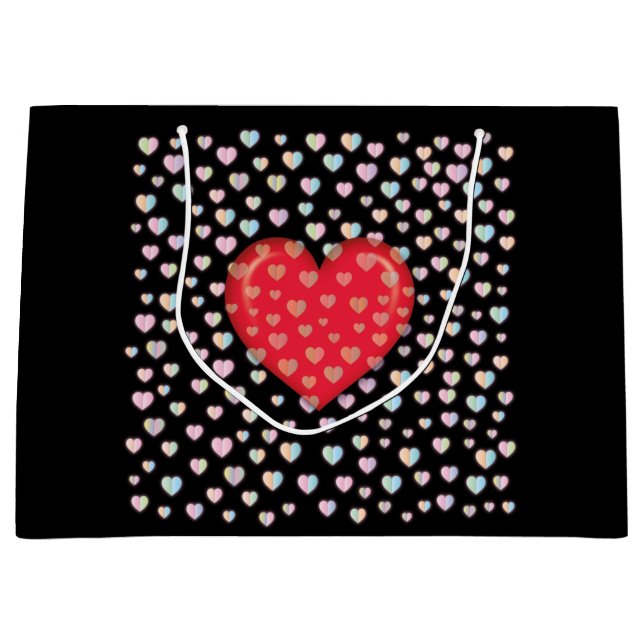 Grand Sac Cadeau red heart witkel pattern (Devant)