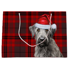 Grand Sac Cadeau Red Plaid Irish Wolfhound Dog Lover Holiday