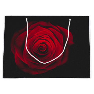 Grand Sac Cadeau Red rose on black background vintage effect