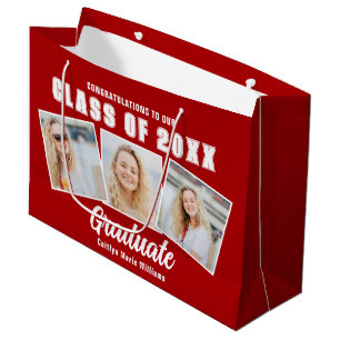 Grand Sac Cadeau Red White Graduate Photo Collage
