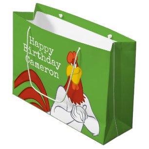 Grand Sac Cadeau Regard fixe malfaisant de la leghorn de corne de
