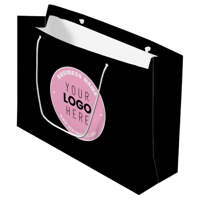 Grand Sac Cadeau Remplacement de logo facile et texte modifiable |  (Devant Angle)