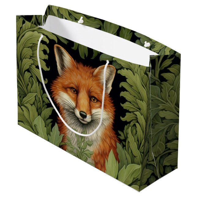 Grand Sac Cadeau Renard Art nouveau dans la forêt (Dos Angle)