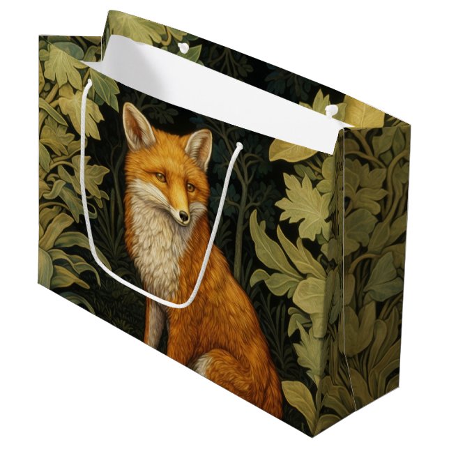 Grand Sac Cadeau Renard dans la forêt, style Art nouveau (Devant Angle)