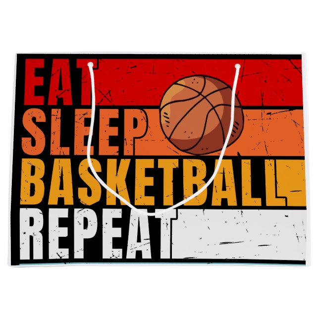 Grand Sac Cadeau Répétition du sommeil du basket-ball (Devant)