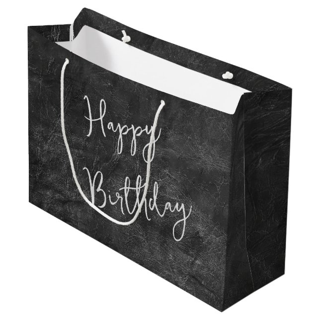 Grand Sac Cadeau Résumé en cuir noir abstrait pour anniversaire (Devant Angle)