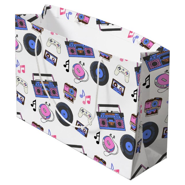 Grand Sac Cadeau Retro 1980's Era Music Anniversaire (Dos Angle)