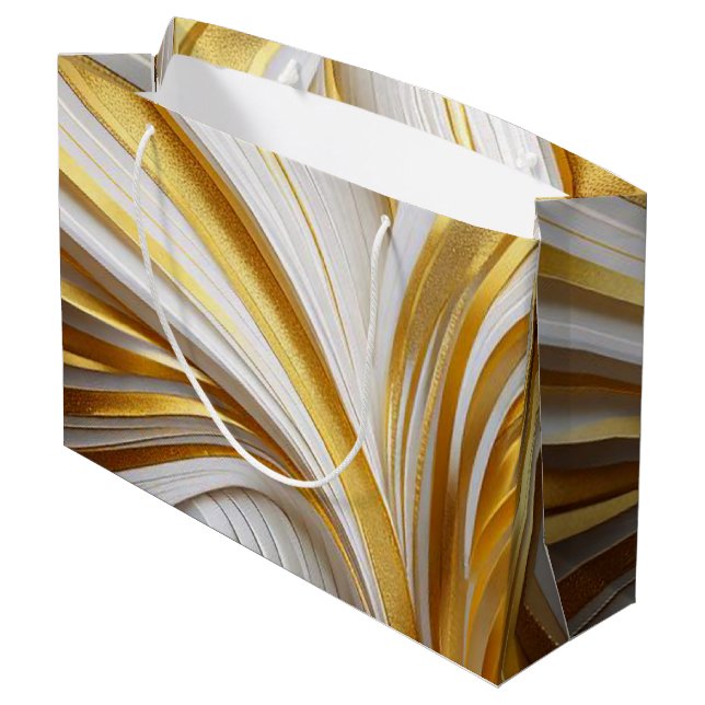 Grand Sac Cadeau Retro d'or blanc (Dos Angle)