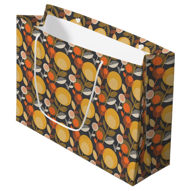 Grand Sac Cadeau Rétro motif floral classique (Devant Angle)