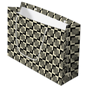 Grand Sac Cadeau Rétro motif noir et bronzage