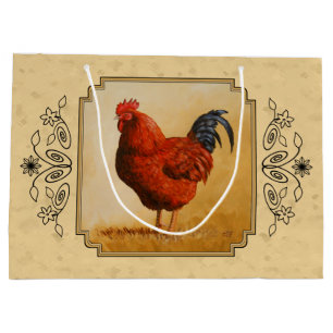 Grand Sac Cadeau Rhode Island Red Rooster Yellow Arrière - plan