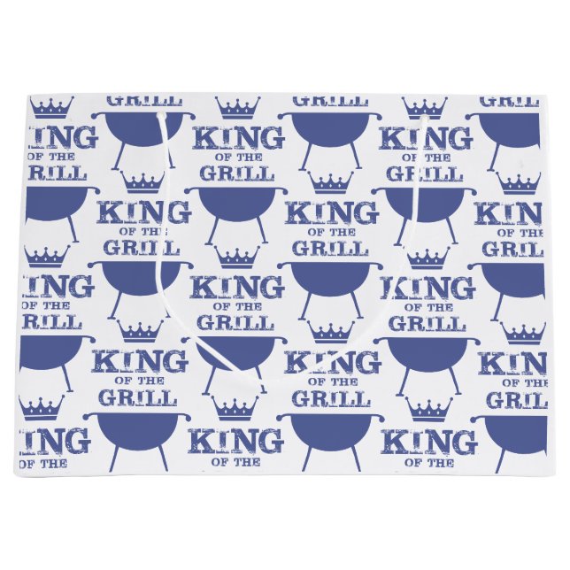 Grand Sac Cadeau Roi Du Grill, Bleu (Devant)