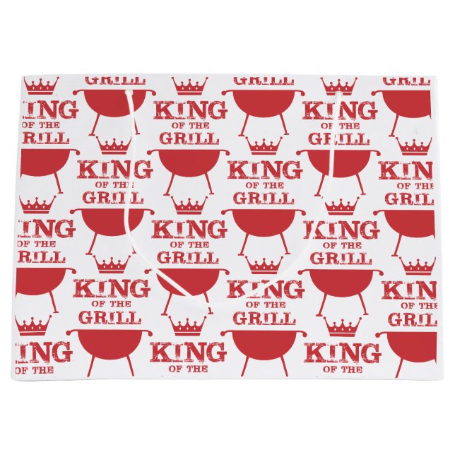 Grand Sac Cadeau Roi Du Grill, Rouge (Devant)