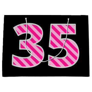 Grand Sac Cadeau Rose d'amusement barré "35" ; Joyeux